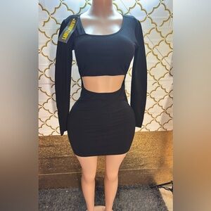 Black Cut-Out Long Sleeve Dress